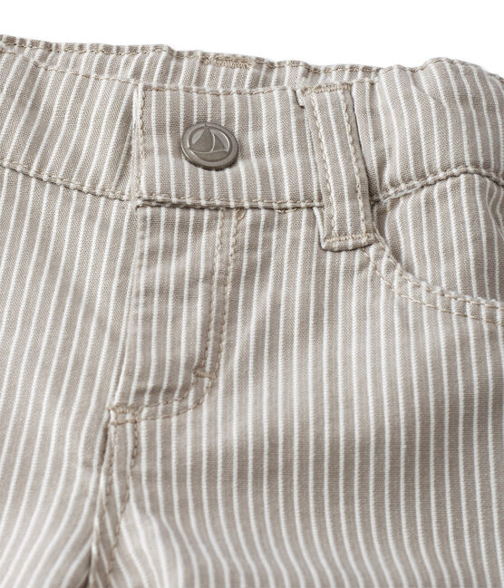 Pantaloni per bebè maschio a righe grigio MINERAI/bianco LAIT