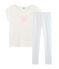 Pigiama ragazza a costine bianco MARSHMALLOW/blu JASMIN