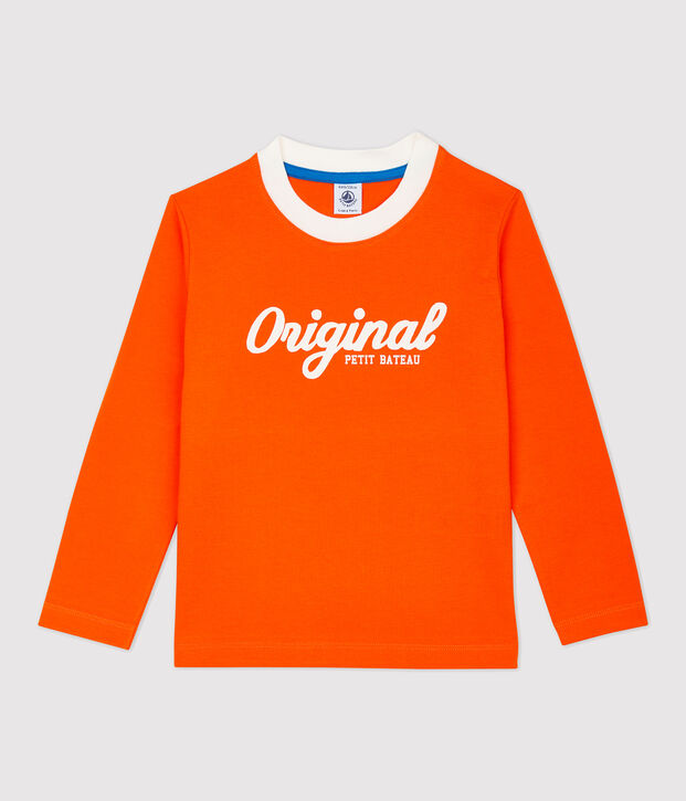 T-shirt bambino a maniche lunghe in cotone arancione