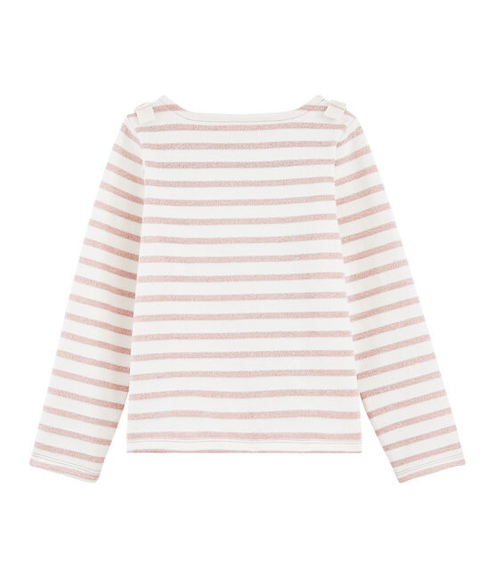 Marinière bambina bianco MARSHMALLOW/rosa JOLI BRILLANT