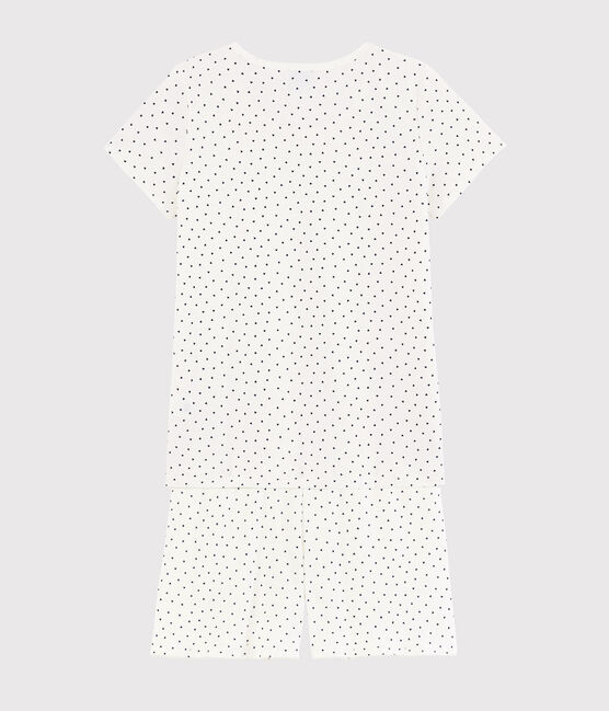 Pigiama corto cuori blu ragazza-donna in cotone bianco MARSHMALLOW/blu MEDIEVAL