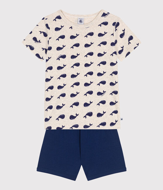 Pigiama short in cotone fantasia balene bambino blu MEDIEVAL/bianco MULTICO