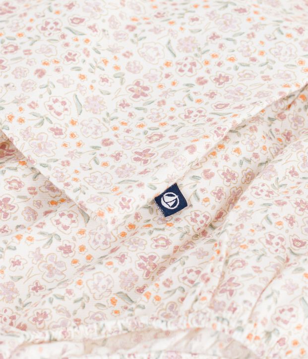 Abito in cotone con stampa a fiori neonata ecru/multicolore
