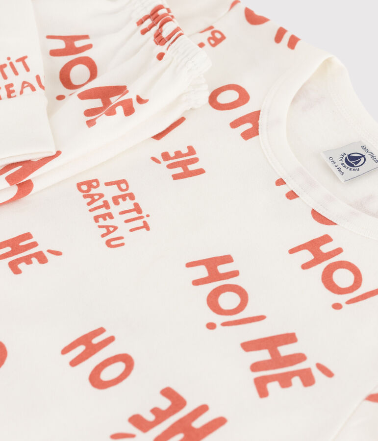 Pigiama bambino in molleton bianco/rosa