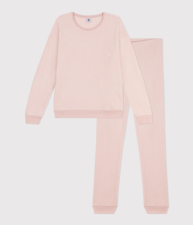 Pigiama donna in spugna bouclette rosa