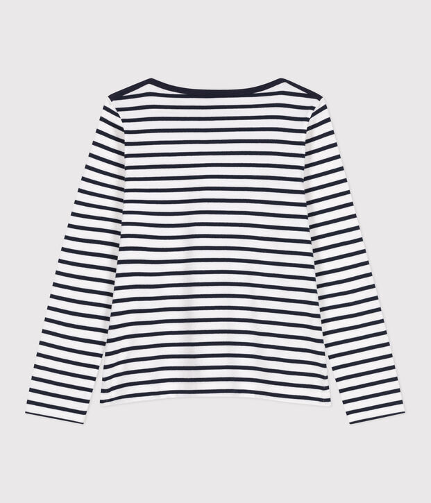 Maglie a righe da donna in cotone spesso a maniche lunghe bianco/blu