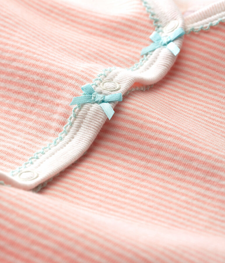 Tutina pigiama bambina a costine rosa/bianco