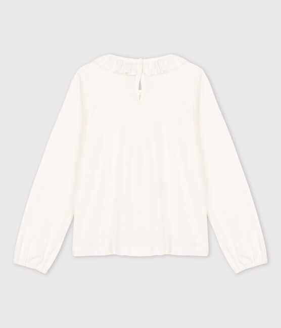 T-shirt bambina a maniche lunghe in cotone bianco MARSHMALLOW