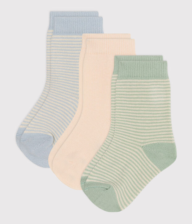 3 paia di calzini beb&egrave; in cotone millerighe multicolore