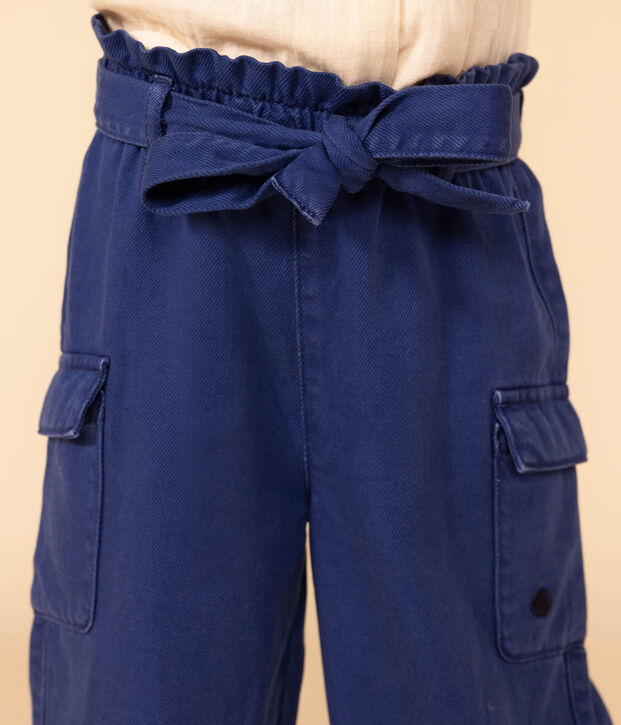 Pantaloni larghi in lyocell bambina blu