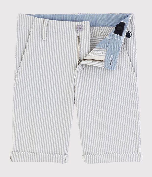 Bermuda in seersucker bambino grigio/bianco
