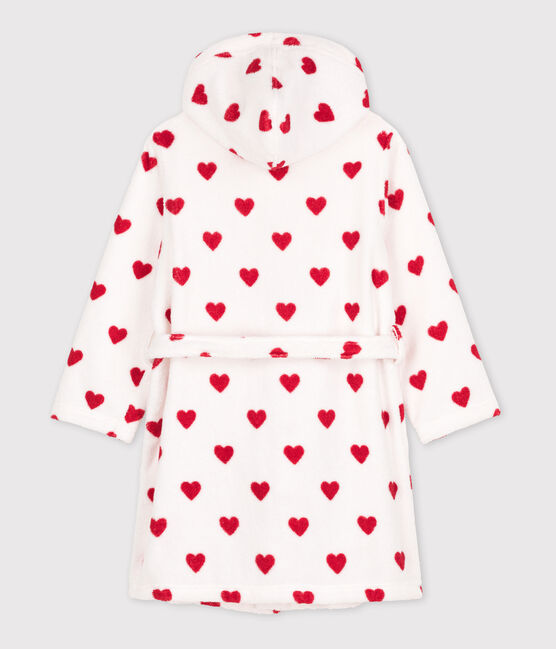 Accappatoio bimbo/bimba in spugna con motivo cuore bianco MARSHMALLOW/rosso TERKUIT