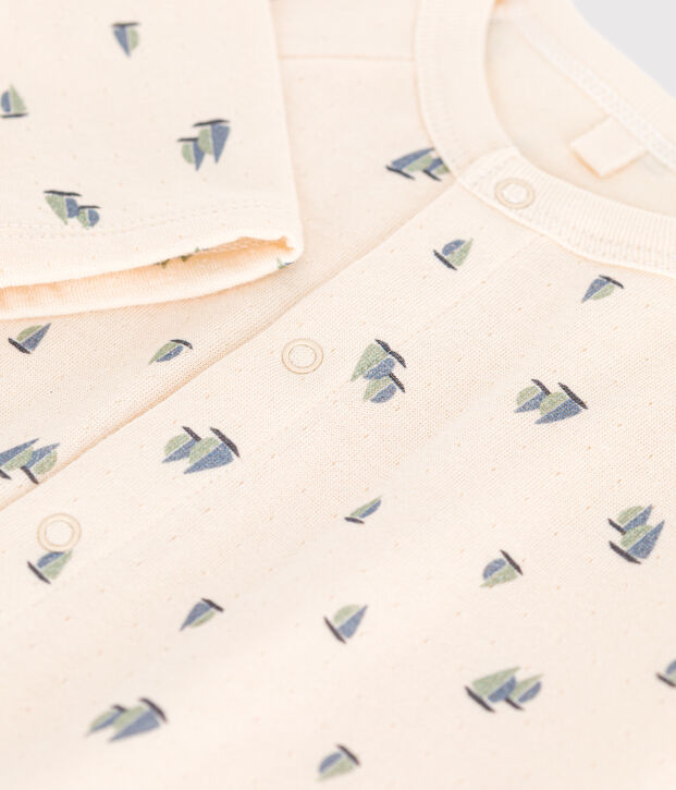 Tutina lunga in tubique neonato ecru/multicolore