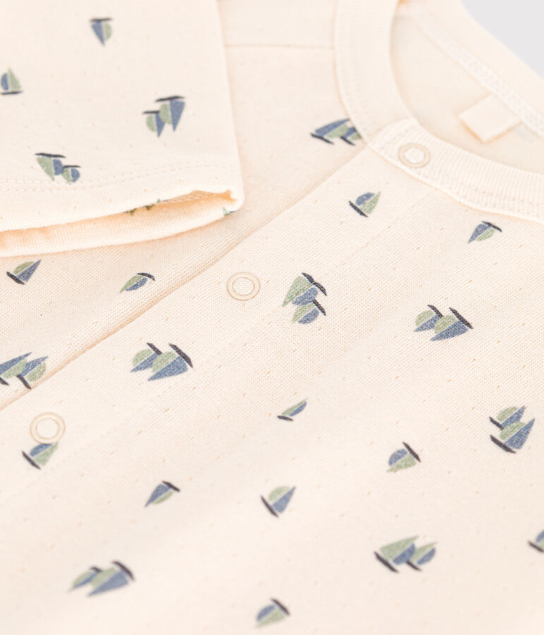 Tutina lunga in tubique neonato ecru/multicolore