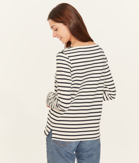 Marinière iconica donna beige COQUILLE/blu SMOKING