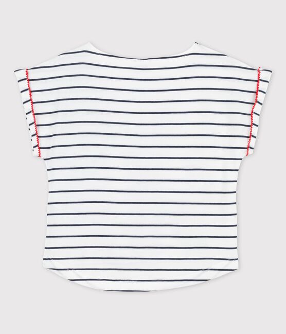 T-shirt a maniche corte in cotone bambina bianco MARSHMALLOW/blu SMOKING