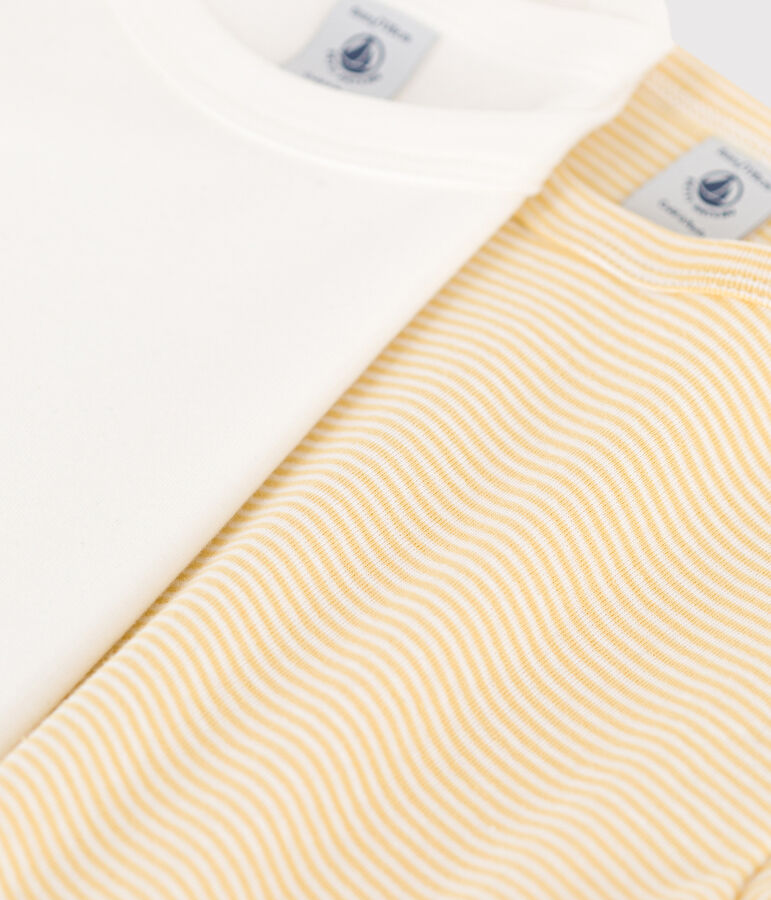 Confezione da 2 t-shirt bianche a maniche lunghe in cotone bambino multicolore