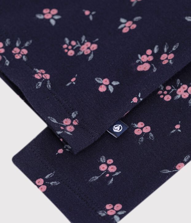 Dolcevita in cotone a fiori bambina blu/multicolore