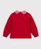 Felpa con colletto in cotone tinta unita bambina rosso