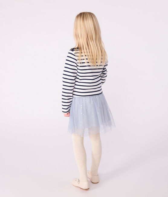 Marinière bambina/bambino in cotone biologico bianco MARSHMALLOW/blu SMOKING
