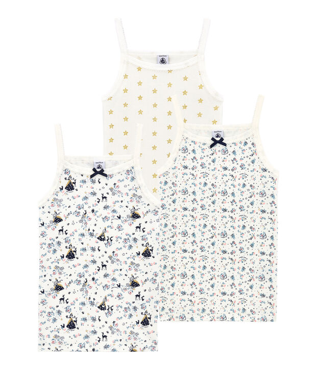 Lotto di 3 canotte con spalline sottili per bambina multicolore