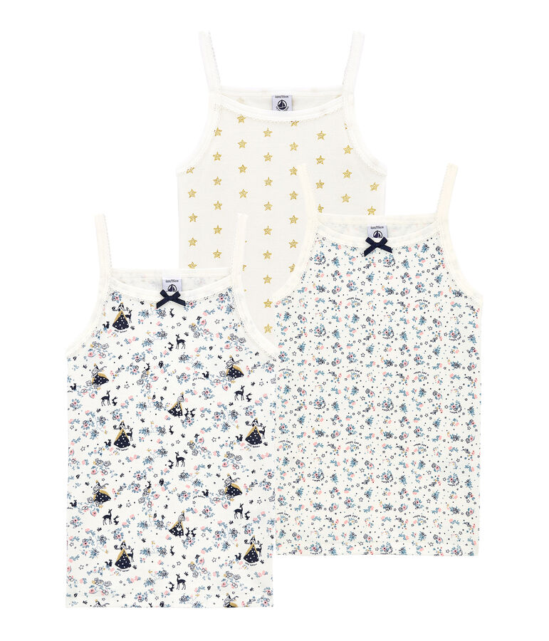 Lotto di 3 canotte con spalline sottili per bambina multicolore