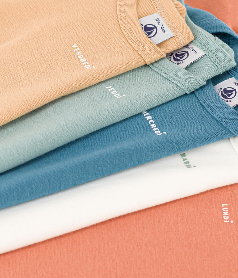 Confezione da 5 body beb&egrave; a maniche lunghe in cotone tinta unita multicolore