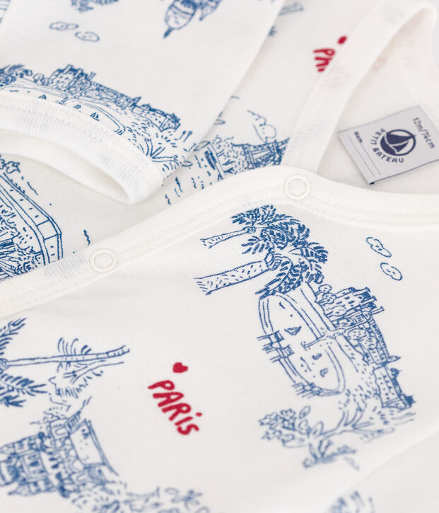 Pigiama in cotone Parigi neonato bianco/multicolore