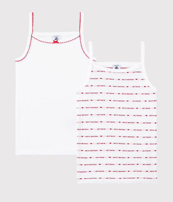 Confezione da 2 canottiere con spalline "Petit Bateau Je t'aime" bambina variante 1