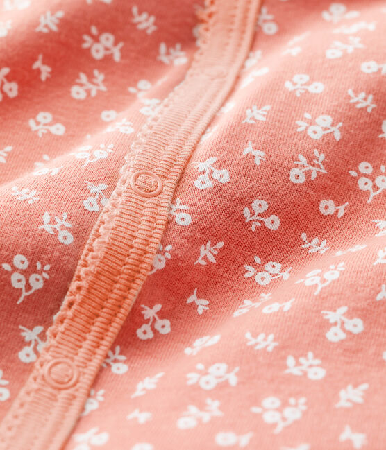 Tutina corta a fiori bebè in cotone biologico rosa PAPAYE/ MARSHMALLOW