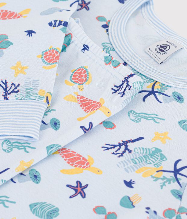 Pigiama in cotone con stampa fosforescente bambino blu/multicolore