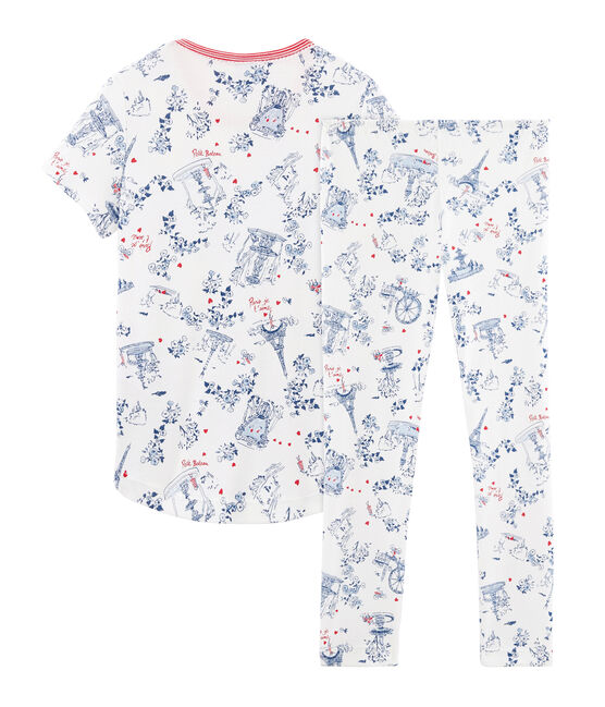 Pigiama bambina a costine bianco MARSHMALLOW/bianco MULTICO
