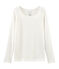 T-shirt maniche lunghe donna in lino bianco MARSHMALLOW