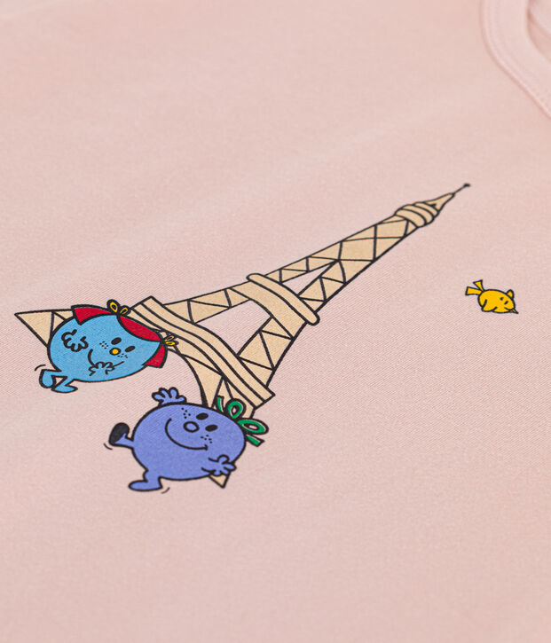 T-shirt Monsieur Madame in cotone bambino rosa