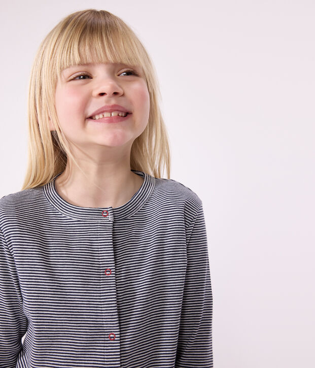 Cardigan in cotone a righe bambina blu/bianco