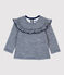 Blusa in lana e cotone bebè blu MEDIEVAL/bianco MARSHMALLOW