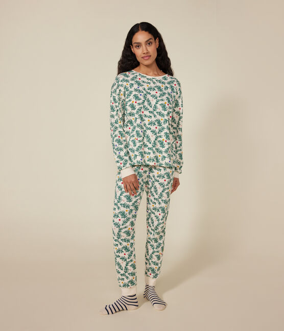 Pigiama in cotone con albero di Natale stampato donna bianco AVALANCHE/ MULTICO