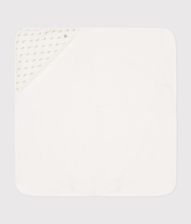 Telo bagno neonato bianco/verde