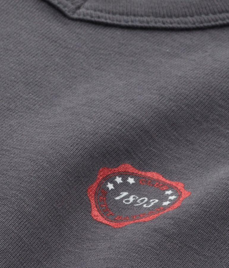 T-shirt bambino scollo a V con motivo grigio Maki