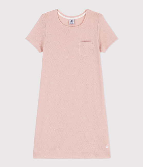 Camicia da notte bambina in cotone traforato tinta unita rosa SALINE