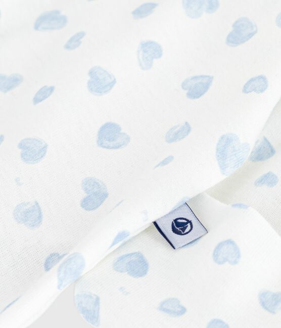 Pigiama in cotone con colletto e stampa a cuori neonato MARSHMALLOW/ ADRIATIC