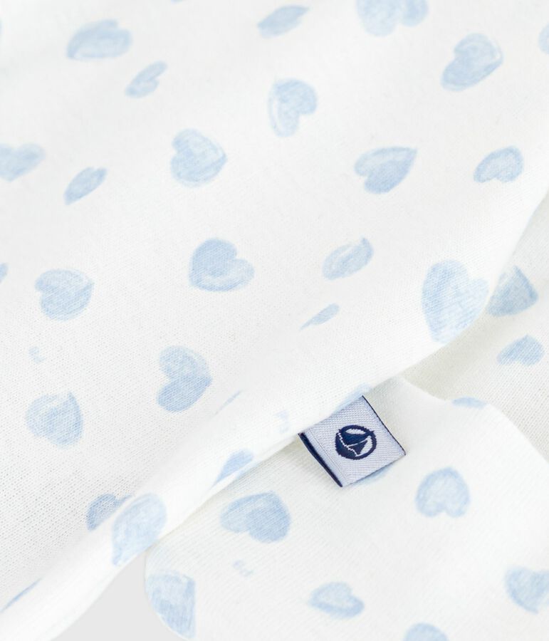Pigiama in cotone con colletto e stampa a cuori neonato bianco/blu