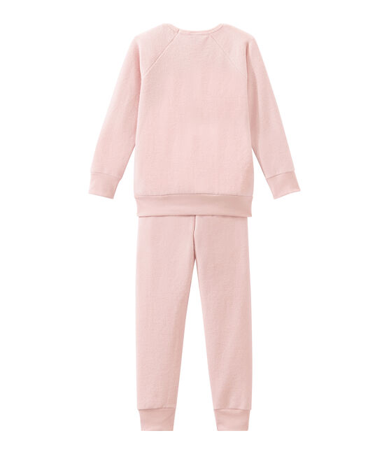 Pigiama per bambina molto caldo in spugna grattata rosa JOLI