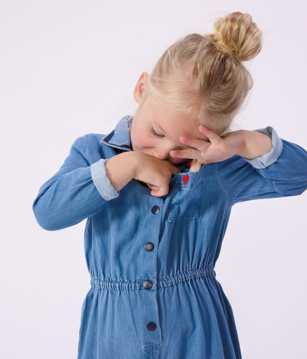 Tutina lunga in cotone bambina blu