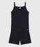 Pigiama donna corto in cotone e lyocell tinta unita con spalline blu SMOKING