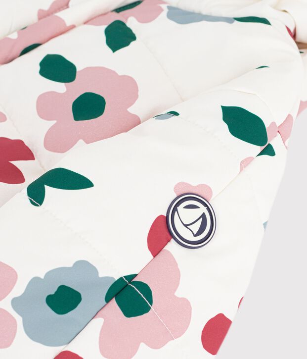 Tutina imbottita in poliestere con stampa a fiori neonata ecru/multicolore