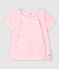 Blusa manica corta in popeline bebè femmina rosa MINOIS/bianco MARSHMALLOW