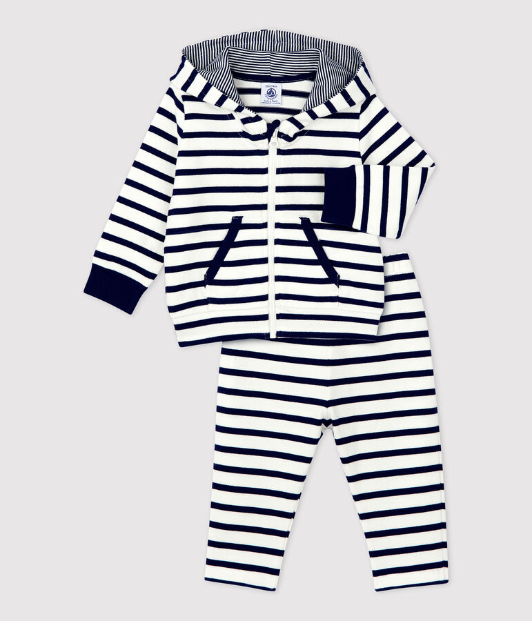 Set due pezzi righe alla marinara bio beb&egrave; bianco/blu