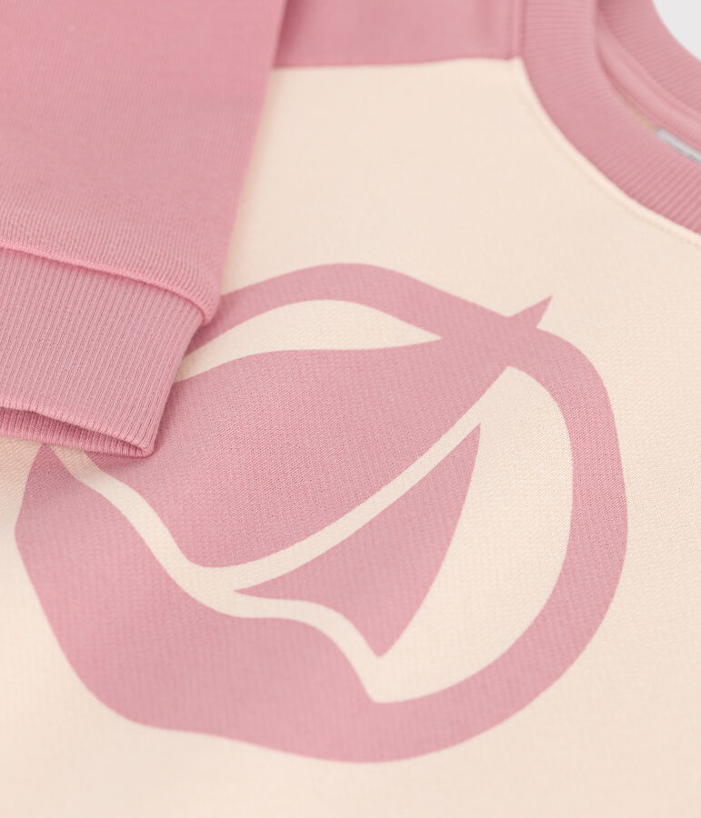 Felpa in misto cotone stampato bambino rosa CHARME/bianco MULTICO