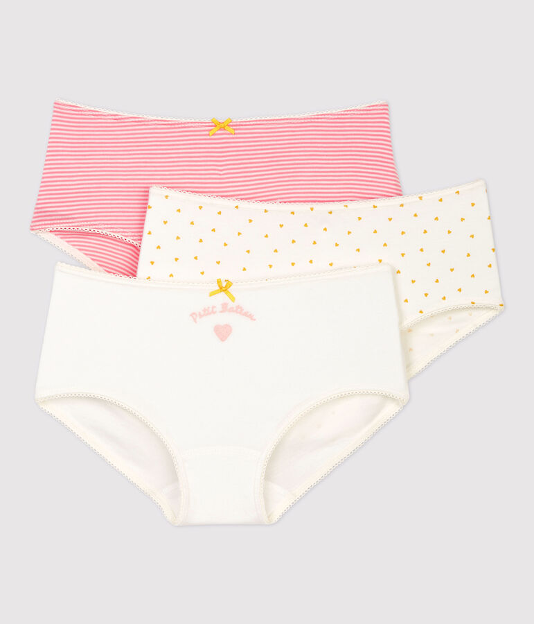 Confezione da 3 mutandine bambina fantasia a cuori in cotone multicolore